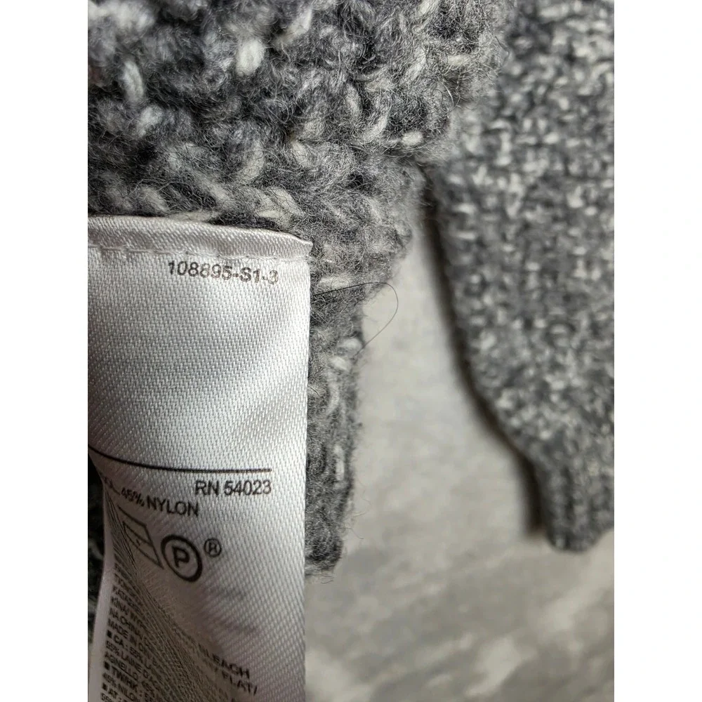 Gap Marled Chunky Cable Knit Sweater Mens M Gray Lambswool Nylon Crewneck *Read